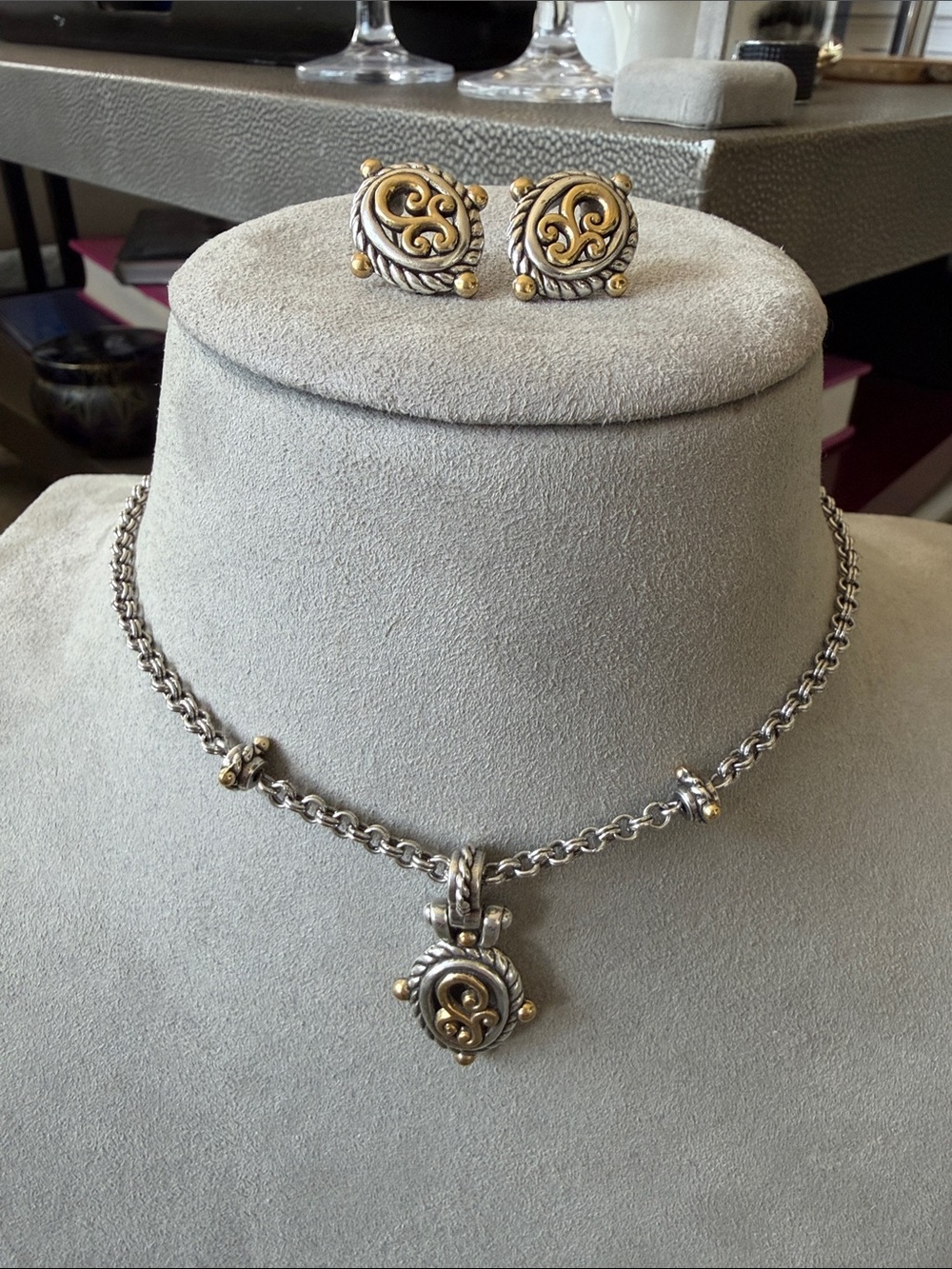 Brighton Necklace & Earring Filigree Two-Tone Set